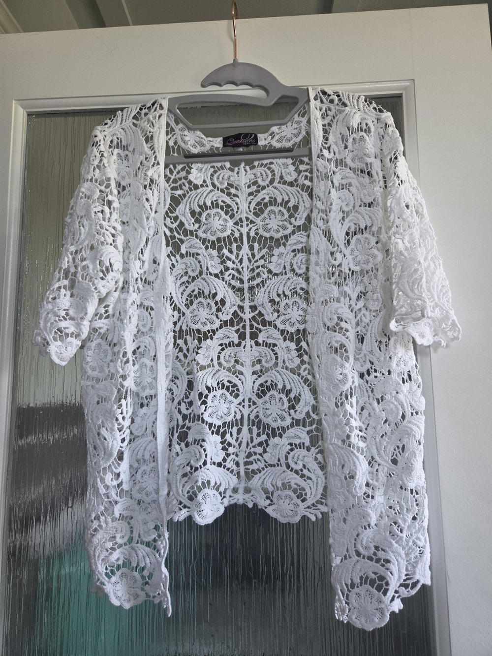 Women's White Lace Crochet Cardigan